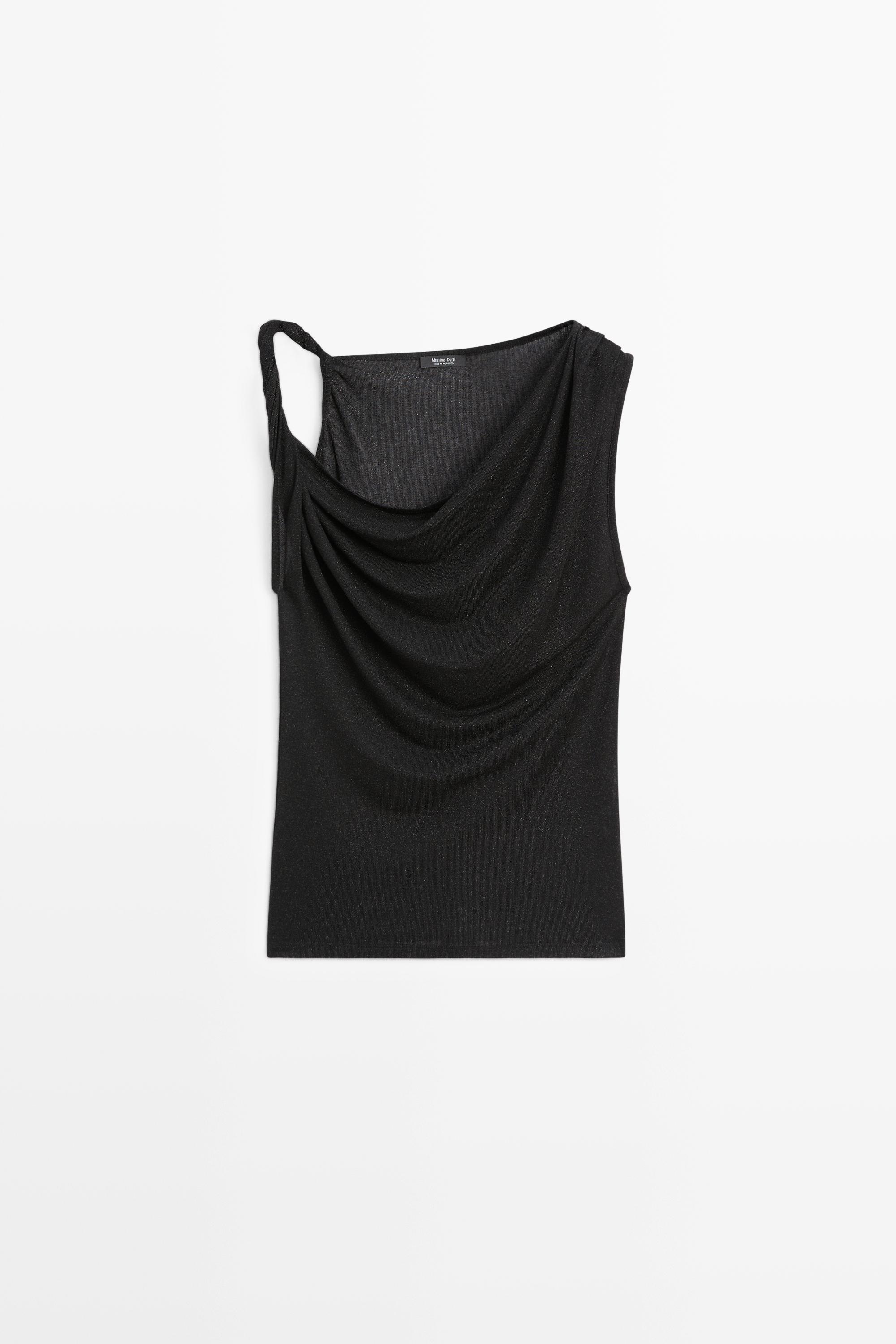Shimmery draped top with knot detail